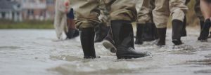 gumboots in flooded street