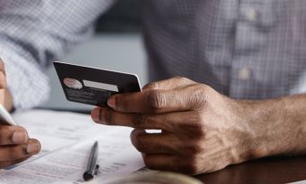 online banking: man on phone