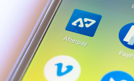 Afterpay logo on phone screen